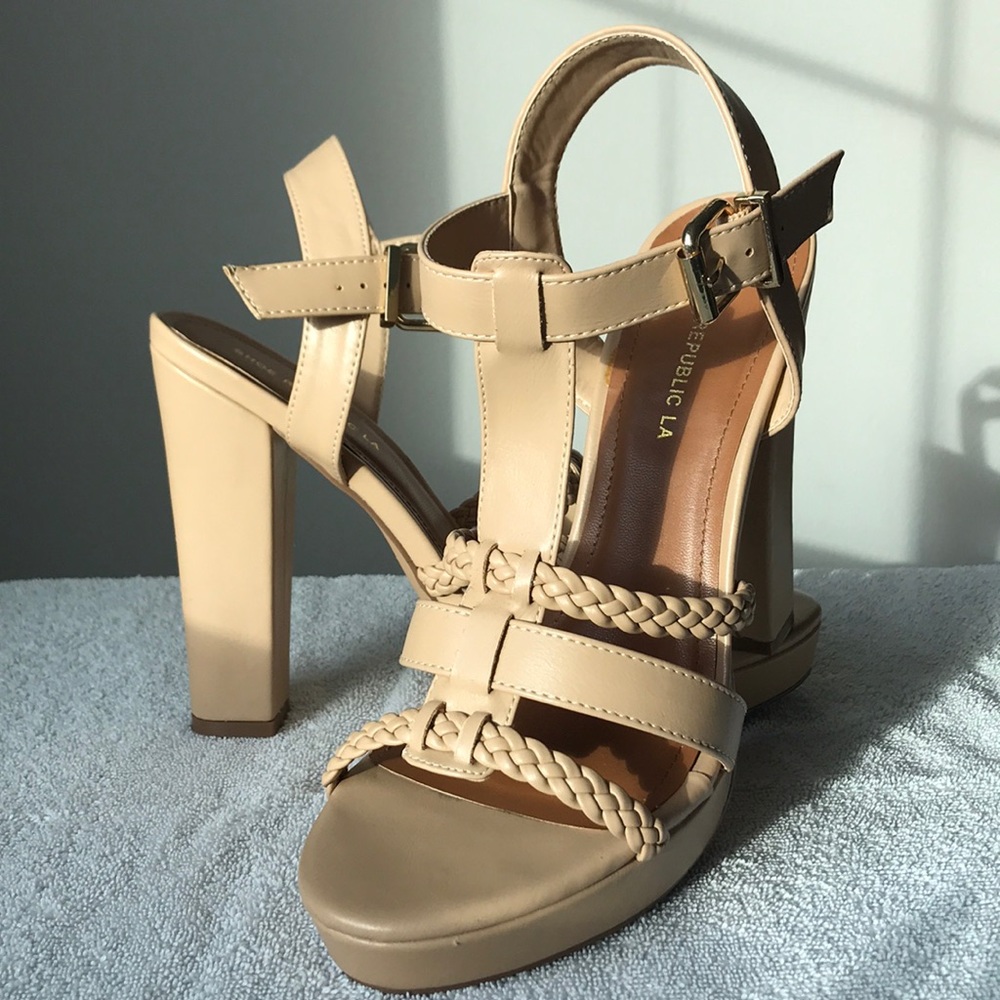 Sexy braided strappy platform heels